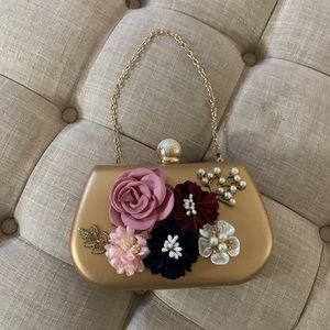 Floral gold clutch